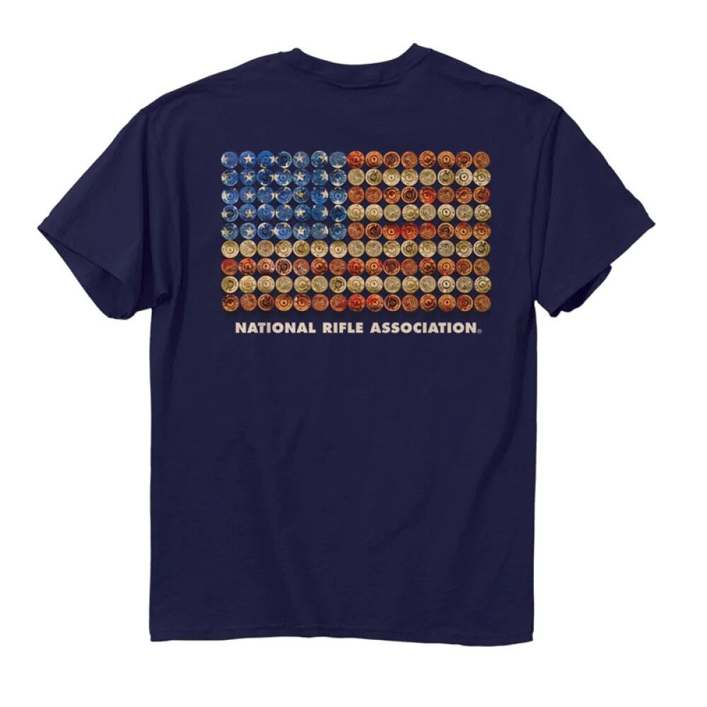 Gildan NRA Shot Gun T-shirt 100% Cotton Short Sleeve Crew Neck Blue Large